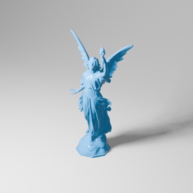 Angel statue lit by a directional light with soft shadow